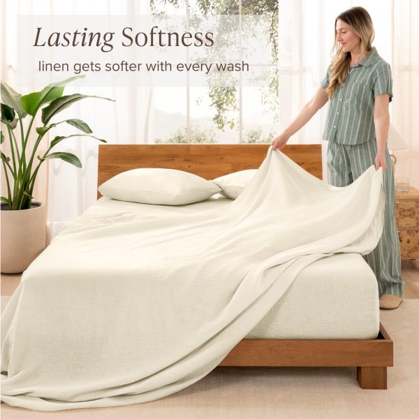 Sheet Set - Deep Pocket - Breathable - 4-Pieces - Queen, Natural - Image 4